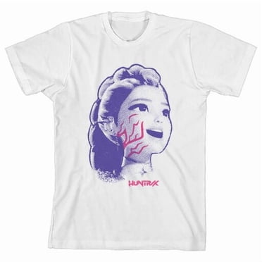 KPop Demon Hunters Big Face Rumi Youth White Crew Neck Short Sleeve T-shirt-Small