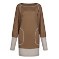 thumbnail image 4 of CEHVOM Robe Mini Décontractée pour Femmes Col Rond Ample Couleur Unie Patchwork Manches Longues Poches, 4 of 8