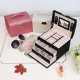 thumbnail image 1 of WALFRONT Three Layer Jewelry Storage Organizer Box PU Earring Necklace Display Case Cabinet, Jewelry Holder Box,Jewelry Storage Box, 1 of 6