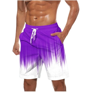 LOVZFMLL Men's Swim Trunks, Beach Shorts Swimwear Summer Holiday Seaside Shorts Pants Board Shorts Swimsuit for Men with Pockets Purple 3XL