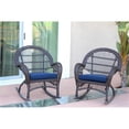 thumbnail image 2 of Afuera Living Wicker Rocker Chair in Espresso with Blue Cushion (Set of 2), 2 of 2