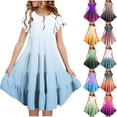 thumbnail image 1 of Tranfacy Robes d'Été pour Ados, Robes pour Filles Taille 10-12, Robe d'Été pour Filles 6-15 Mode Robe à Dégradé de Couleurs avec Poches Manches Courtes Col Rond Robe Trapèze, 1 of 5