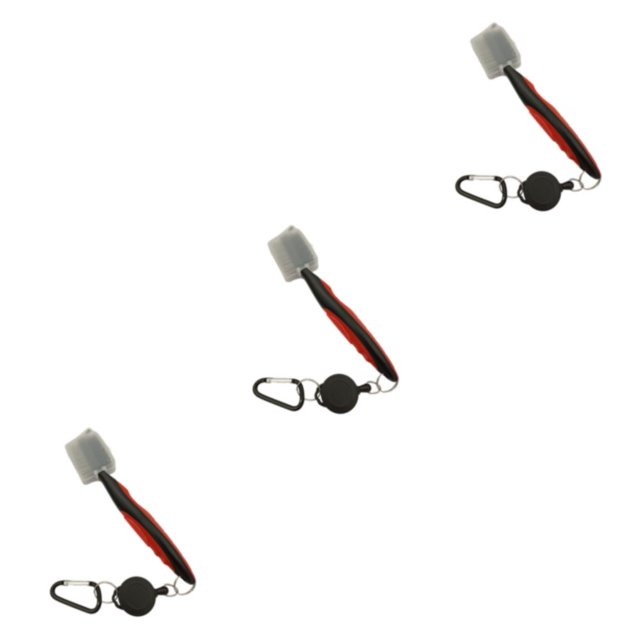 Ruiboury Golf Club Brush Portable Handheld Replacement Double-sided Ball Shoe Brushes Red with Lid 3Set