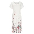 thumbnail image 4 of SMihono Summer Boho Dress pour Femmes Plus Size Mode Femmes Confortable Décontracté Col Rond Manches Courtes Imprimé Fente Dress France, 4 of 8