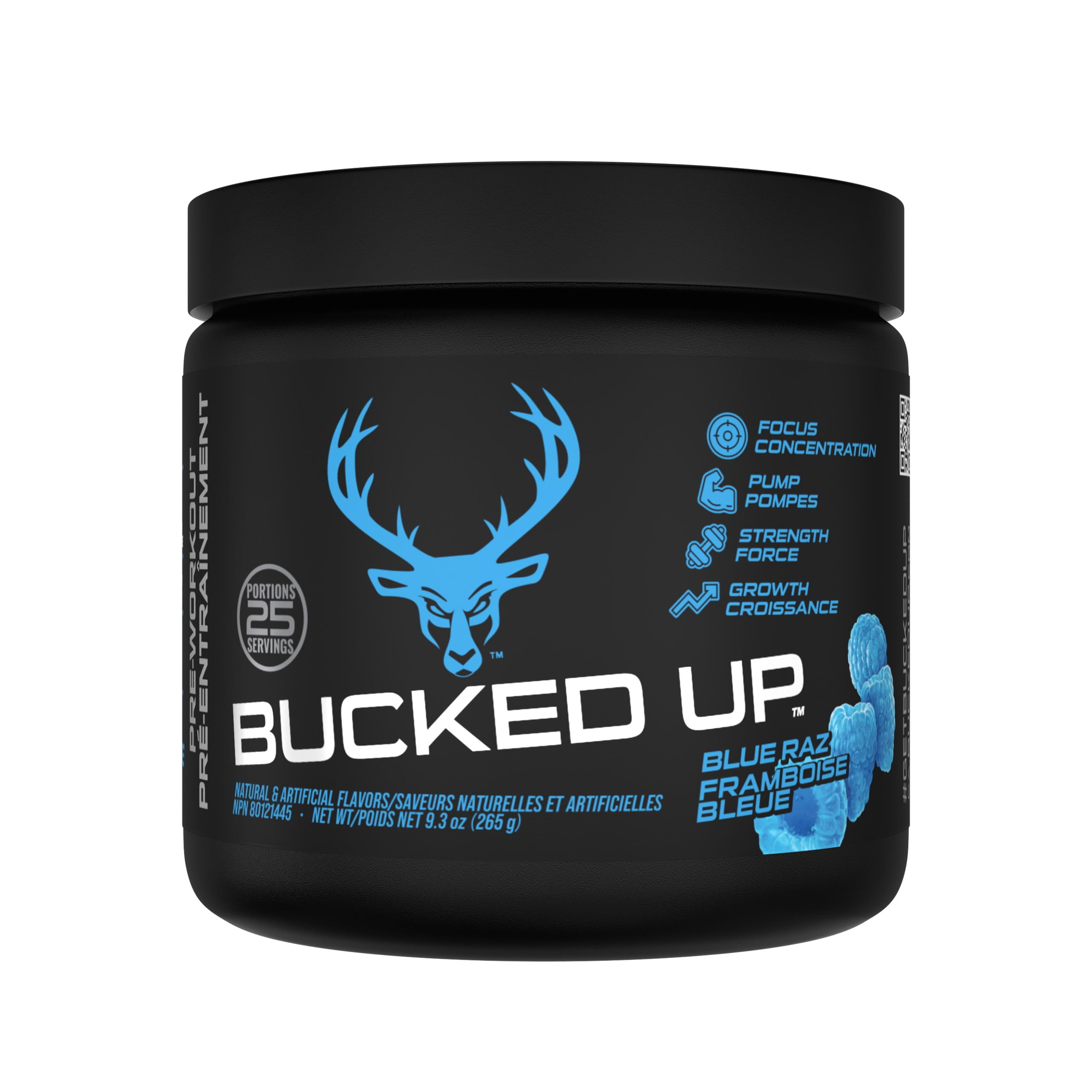 Bucked Up Pre-Workout Powder, Blue Razz, 25 Servings, Energy & Focus Support