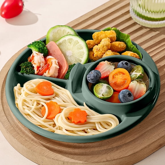 Divided Dinner Plates, 5-Compartment, Plastic, Microwave & Dishwasher Safe, Set of 1