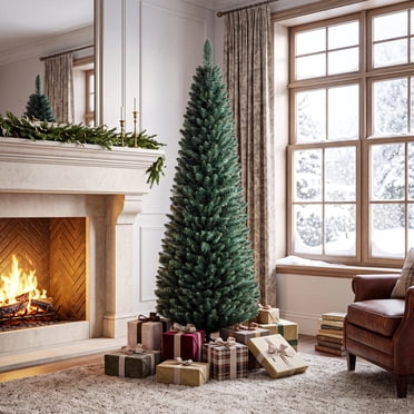 Gymax 6' PVC Artificial Christmas Tree Holiday Decor Slim Pencil Tree Metal Stand