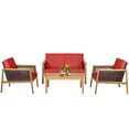 thumbnail image 3 of Patiojoy 4-Piece Patio Acacia Wood Furniture Set Outdoor PE Rattan Conversation Set with Removable Cushions, 3 of 8