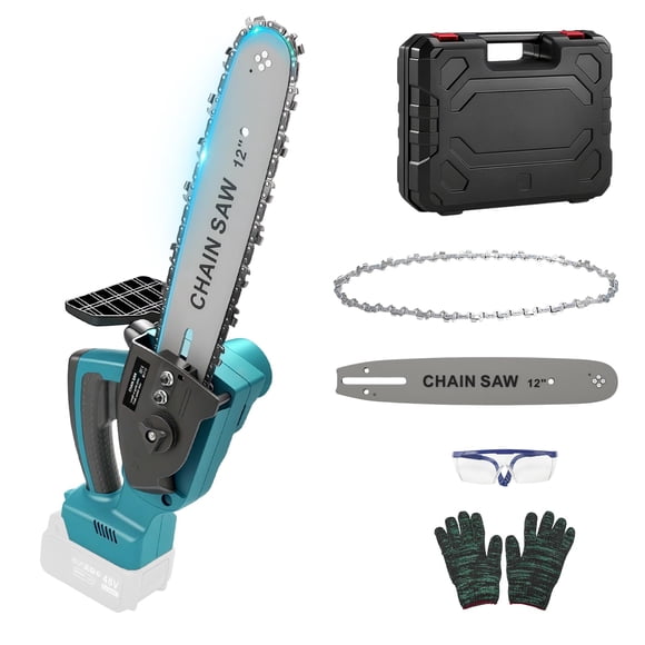 Cordless Chainsaw for Makita 18V Battery, 12 Inch Mini Chain Saw with Security Lock, 1000W Handheld Electric Chainsaw for Wood Cutting, Tree