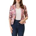 thumbnail image 1 of INSPIRE CHIC Women's Fitted Blazer Notch Lapel Printed Open Front Work Suit Jacket XL Rose-Floral, 1 of 7