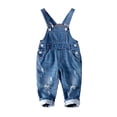 thumbnail image 1 of KIDSCOOL SPACE Baby Boy Girl Jean Overalls,Toddler Ripped Denim Cute Workwear, 2-3 Years, 1 of 8