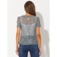 thumbnail image 4 of INSPIRE CHIC Haut en Dentelle Florale Semi-Transparente à Bord Festonné pour Femme, 4 of 6