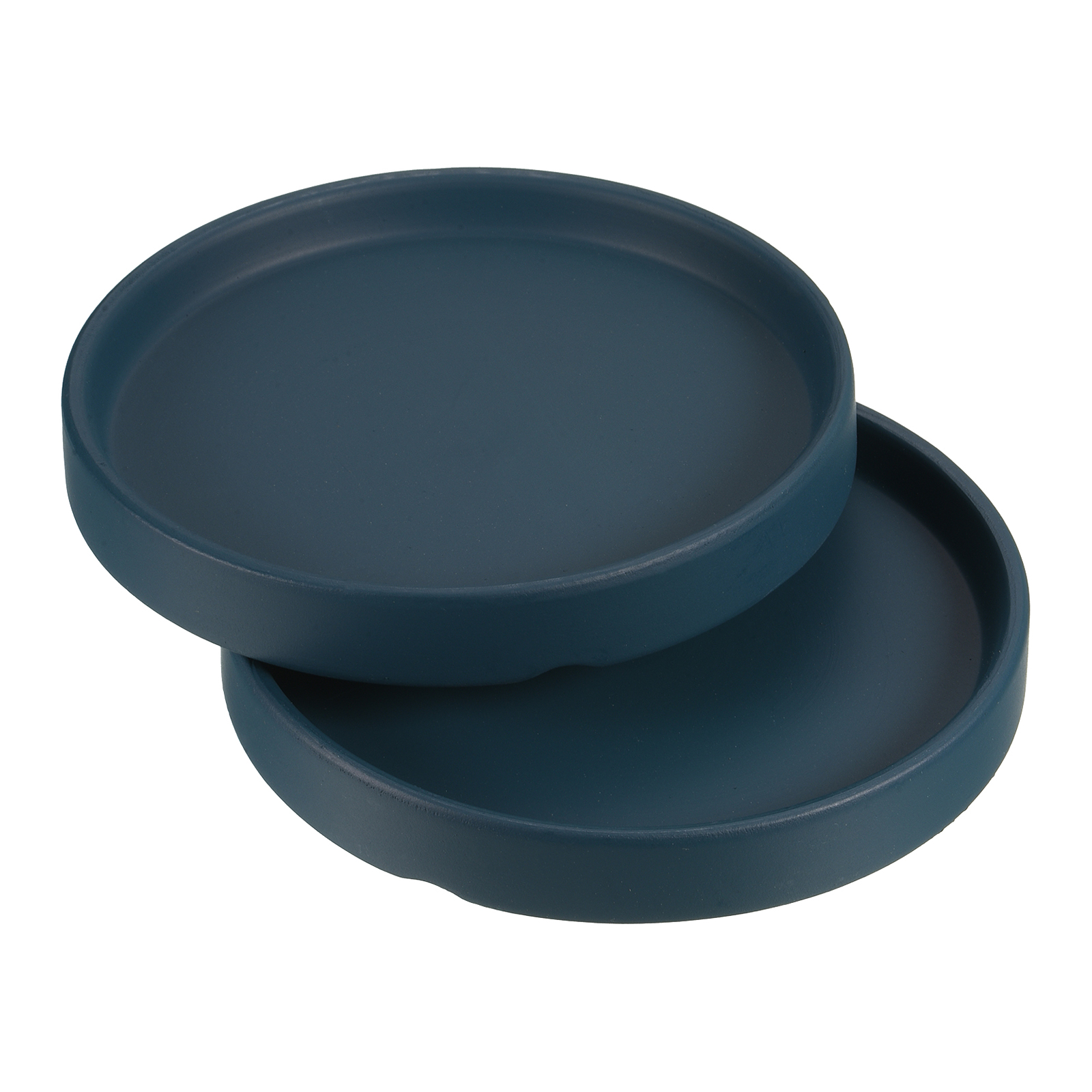 Unique Bargains Plant Pot Saucer 5 Inch, Ceramic Round Flower Tray for Indoor, Dark Blue 2 Pack