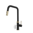 thumbnail image 1 of Stylish Single Handle Matte Black with Gold Pull Down Touchless Kitchen Faucet K-150NGM, 1 of 13