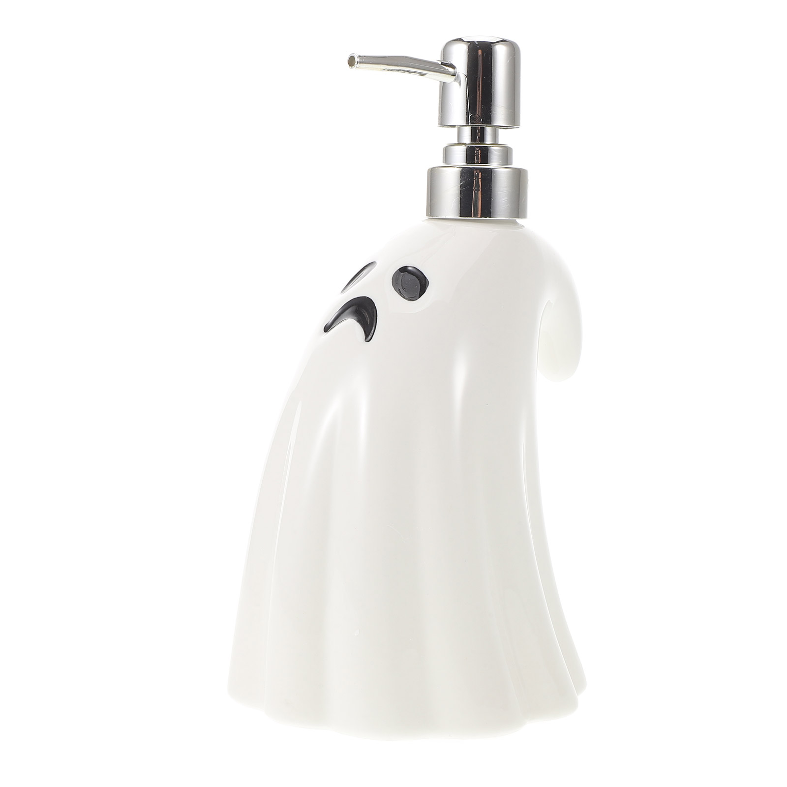 Shisuyan White Ceramic Ghost Shape Lotion Pump Bottle 1Set 7.9x3.9x3.7in