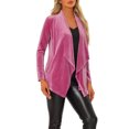 thumbnail image 4 of INSPIRE CHIC Cardigan en Velours Extensible pour Femme à Col Châle, Ouvert à l'Avant, avec Poches, m Rose, 4 of 5