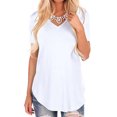 thumbnail image 3 of MAWCLOS Ladies Tee Solid Color T Shirt V Neck Tops Casual Holiday Short Sleeve Tunic Blouse White 3XL, 3 of 6