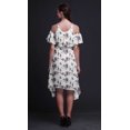thumbnail image 3 of Bimba White Bird Print Flutter Sleeve Womens Party Tunic Cold Shoulder Midi Dress - Large, 3 of 6