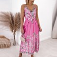 thumbnail image 1 of HKEJIAOI Robes Décontractées Rabais Liquidation Robe Fleurie pour Femmes Mode Femme Été Aguichant Angleterre Bretelles Ajustables Sans Manches Imprimé Col en V Fendue Robe Rose, 1 of 9
