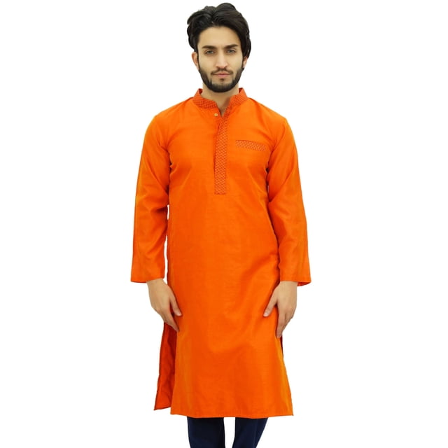 Atasi Men's Indian Ethnic Party Wear Gray Kurta Pyjama Set Long Shirt-3XL