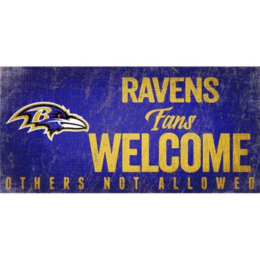 Panneau en Bois Baltimore Ravens Fans Bienvenue 12x6