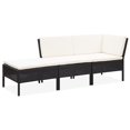 thumbnail image 1 of vidaXL 3 Piece Garden Lounge Set with Cushions Poly Rattan Black, 1 of 5