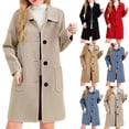 thumbnail image 1 of Yuyuzo Manteaux pour Femmes à Manches Longues, Col à Revers, devant Ouvert, Pardessus Élégant Mi-Long, Couleur Unie, Manteau Habillé avec Poches, 1 of 7