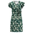 thumbnail image 3 of Pisexur Robe à Manches Courtes Col en V Longueur Genou Mode Femmes Robes Été Imprimé Décontracté Col en V Manches Courtes Bouton Vacances Plage Robe Femmes Robe, 3 of 4