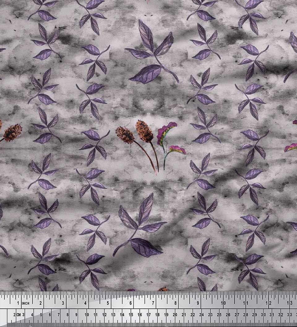 Soimoi Cotton Poplin FabricLeaves Print Fabric by Yard 42 Inch Wide