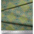 thumbnail image 3 of Soimoi Green Georgette Viscose Fabric Moroccan Damask Print Sewing Fabric Yard 42 Inch Wide, 3 of 3