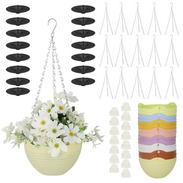 16 PCS Hanging Planters, Hanging Garden Flower Pots, Plant Hanging Baskets with Drain Hole, 8 Inches Self Watering Hanging Planters for Indoor Outdoor Plants, 8 Colors