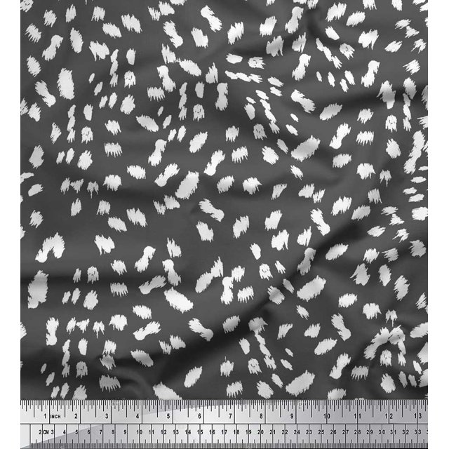 Soimoi Gray Rayon Fabric Cow Animal Skin Decor Fabric Printed Yard 42 Inch Wide