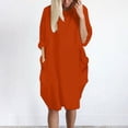 thumbnail image 2 of CEHVOM Robe Ample pour Femmes avec Poches, Col pour Dames, Hauts Longs Décontractés, Robe, Grande Taille, Solde, 2 of 4