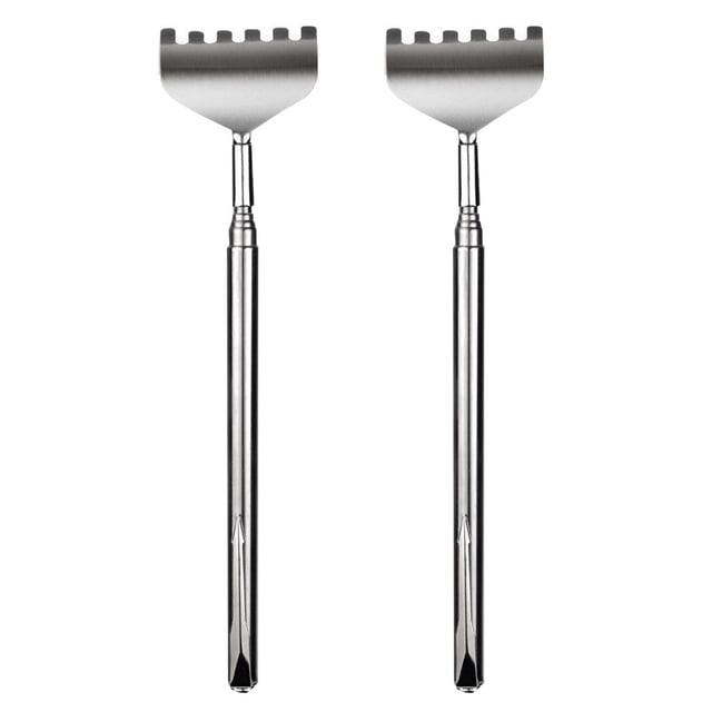 Agiferg Back Scratcher Mean 2Pcs Telescopic Stainless Steel Back Scratcher Pocket