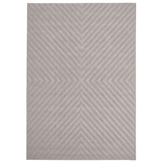 ECARPET Intérieur/extérieur pour Balcon, Patio et Jardin Milan Tapis Gris Présentant un Motif Géométrique Moderne avec des Rayures Diagonales Formant un X central et des Effets de texture 3D Haut-Bas, Conçu pour une Utilisation durable Intérieure et Extérieure dans les patios, Salons et Zones Familiales Occupées.