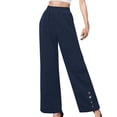 thumbnail image 1 of FAIWAD Women's Wide Leg Pants High Elastic Waisted Button Business Work Trousers Long Straight Pants, 1 of 6