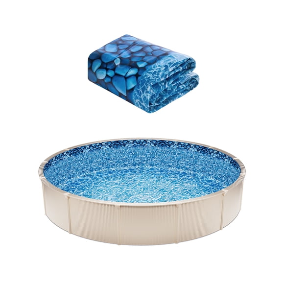 VEVOR Doublure de Piscine Ronde 30 Pieds Style Chevauché Doublure de Piscine 54 Po Hauteur du Mur Durable