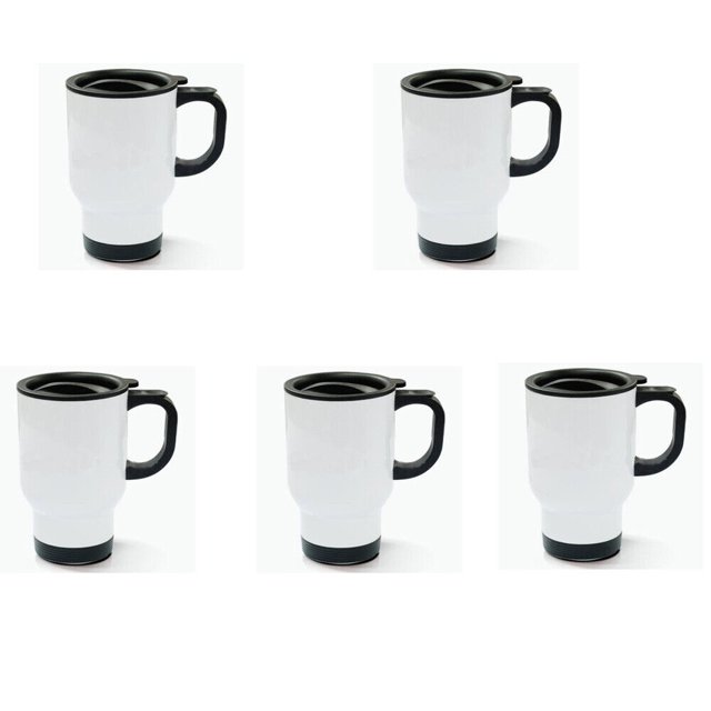 EQCOTWEA 14oz Sublimation Stainless Steel Mug Heating Transfer DIY Craft Bottle White 5PC