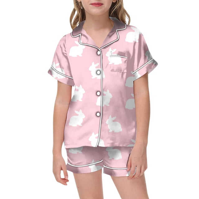 2025 Pyjama à Pieds Chaud Imprimé pour Pâques Pyjama Robe à Boutons à Manches Courtes pour s Haut Short Pyjama de Maison Ensemble Peignoir