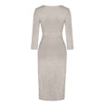 thumbnail image 4 of WTXUE Robe Portefeuille, Robe de Soirée à Manches Longues pour Femmes avec Fente Haute et Col en V, Robe pour Femme, Robes Petites pour Femmes, Kaki P, 4 of 5