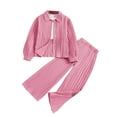 thumbnail image 2 of TopLLC Mode Ensemble Décontracté pour Filles Hauts à Manches Longues Col Rabattu Pantalon Long à Boutons Ensemble Fille, 2 of 9