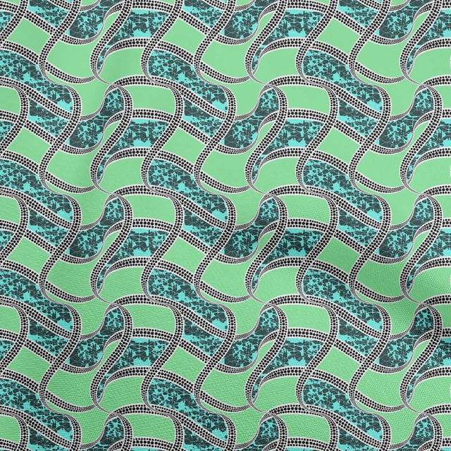 oneOone Cotton Silk Light Green Fabric Abstract Dot Craft Projects Decor Fabric Printed by The Yard 42 Inch Wide