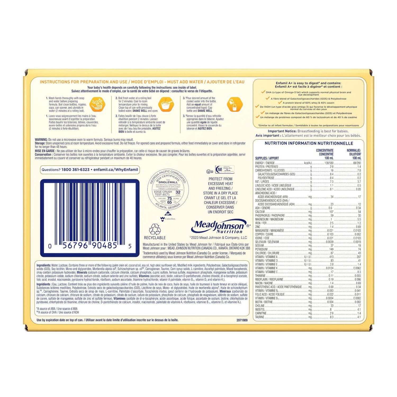 Enfamil A+® Baby Formula, Infant Formula, 0-12 months, 12x385ml Concentrated Liquid Cans