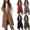 thumbnail image 1 of QIPOPIQ Gilet Long Sans Manches à Col pour Femmes, Cardigans à devant Ouvert, Vestes Blazer Longues, Vêtements d'Extérieur avec Poche, Liquidation, 1 of 8