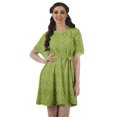 thumbnail image 1 of Moomaya Moss Georgette Bell Sleeves Short A-Line Printed Summer Dress For Women, 1 of 4