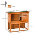 thumbnail image 3 of PawHut Wooden Rabbit Hutch Small Animal House Cage 2-Level w/ Run Backyard, 3 of 10