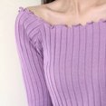thumbnail image 5 of JDQJBZ Summer Womens Tops,Tops For Women Trendy Ruffle Slim Off Shoulder Crop Knit Long Sleeve Top For Spring Summer, 5 of 5
