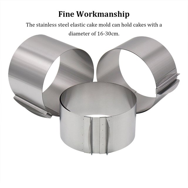 Telescopic Mousse Ring Baking Cake 6-12 Inch Adjustable Mould Tools Stainless Steel Round Bakeware Self-Assembly Pastry height/8.5cm