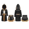 thumbnail image 1 of Fldy Ensemble d'Uniforme de Boxe pour Garçons 2 Pcs Peignoir de Boxe et Shorts MMA Costume de Boxeur Tenue d'Halloween Noir Or 6, 1 of 4