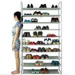 Ktaxon 50 Pairs 10 Tiers Shoe Rack Shoe Shelf Shoes Storage Organizer Space Saving Shoe Tower Shoe Stand, Gray
